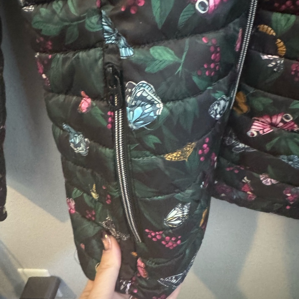 Joules Floral Puffer Jacket - Black with Multicolor Accents - Picture 5 of 8